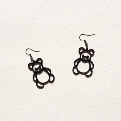 Cute Acrylic Hollow Bear Earrings Fashion Heart Simple Earrings Ear Hooks