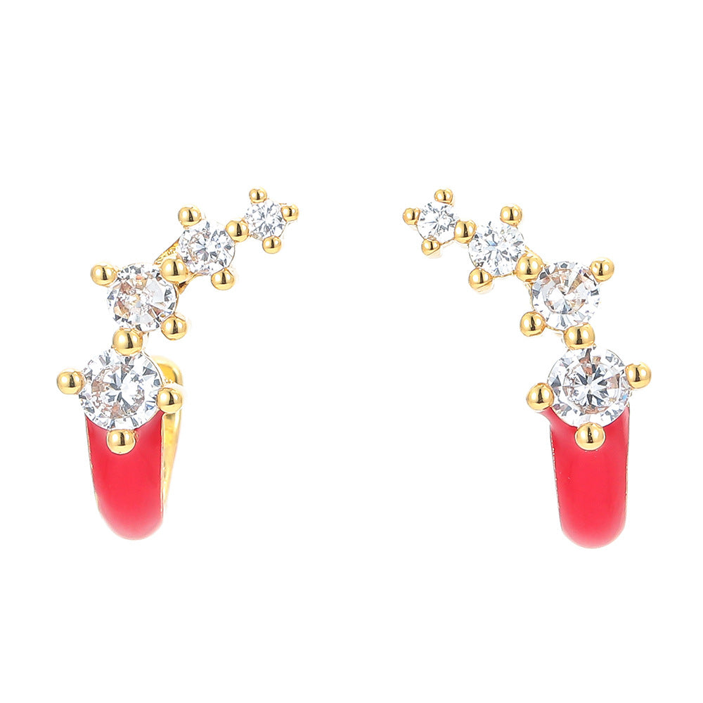 Long Earrings Female Color Drip Enamel Ear Bone Clip Temperament Korean Earrings