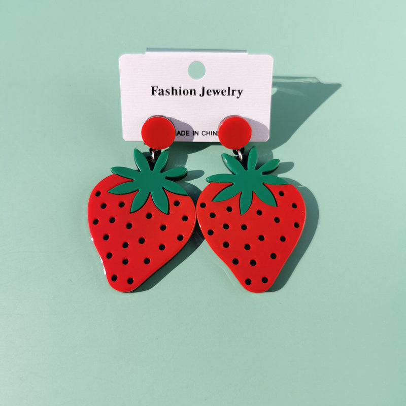 European And American Fashion Acrylic Egg Ice Cream Lemon Strawberry Earrings