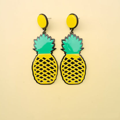 European And American Temperament Acrylic Banana Pineapple Fruit Earrings