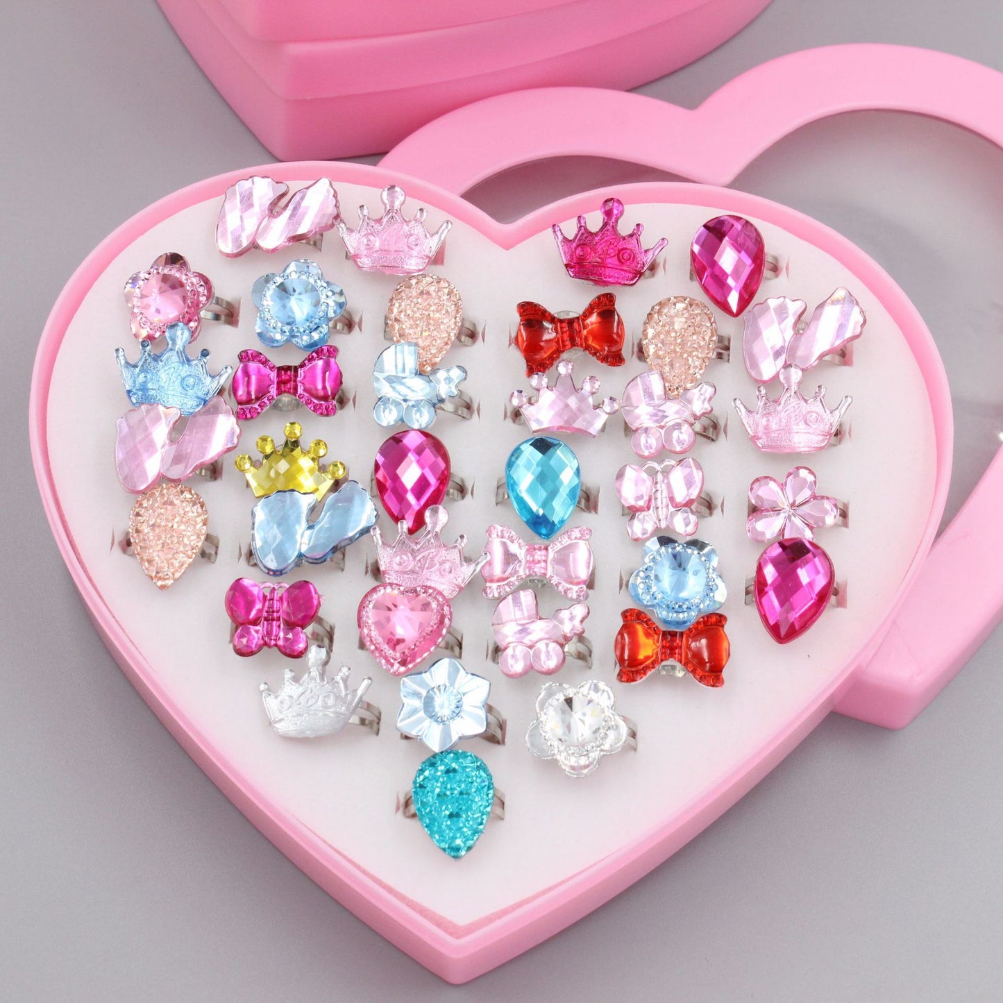 Children's Ring Exquisite Flashing Diamond Adjustable Finger Toy 36 Pieces