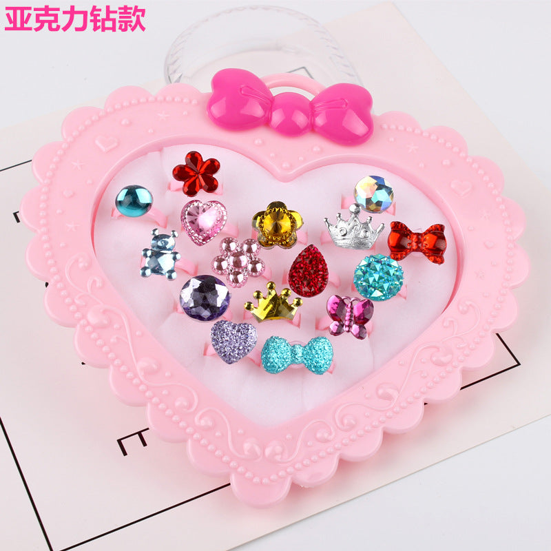 Children's Ring Exquisite Flashing Diamond Adjustable Finger Toy 36 Pieces