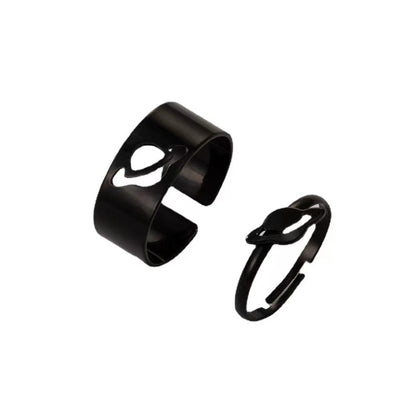 Simple Punk Hollow Universe Planet 2-piece Set Adjustable Ring Wholesale Gooddiy