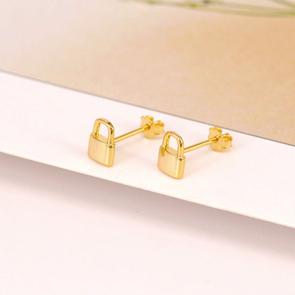 European And American Fashion Personality Small Lock Key-shaped Copper Earring