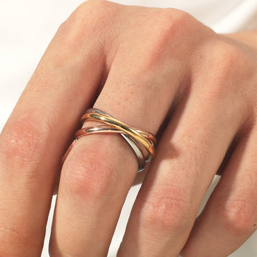 Retro Titanium Steel Three-ring Ring