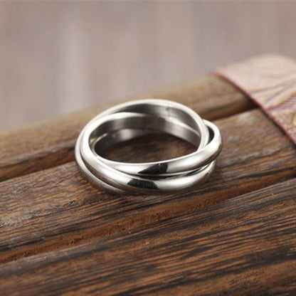 Retro Titanium Steel Three-ring Ring