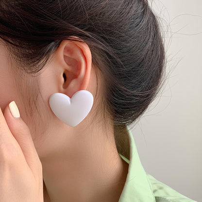 Korean Fashion Love Silver Needle Multi-color Peach Heart Earrings