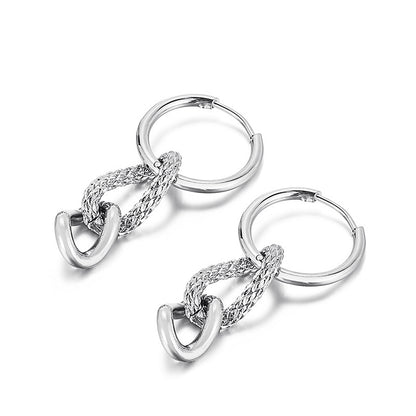 European And American Fashion Chain Circle Stainless Steel Earrings