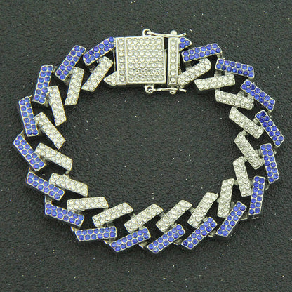 Fashion Geometric Full Colorful Diamond Diamond-shaped Alloy Bracelet