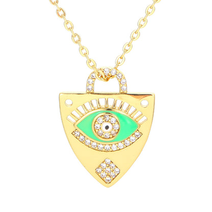 Dripping Oil Eye Pendant Necklace Geometric Color Devil's Eye Clavicle Chain