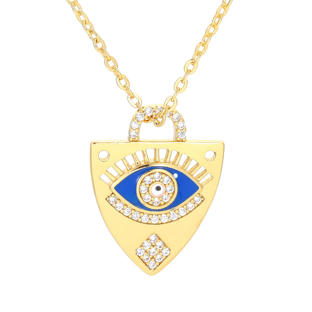 Dripping Oil Eye Pendant Necklace Geometric Color Devil's Eye Clavicle Chain