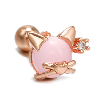 Korean Small Animal Rabbit Pig Color Zirconium Copper Earrings Wholesale