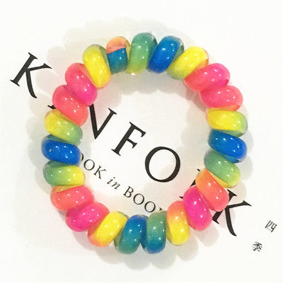 Korean Phone Cord Hair Ring Head Rope Hair Rubber Band Korean Candy-Colored Hair Rope