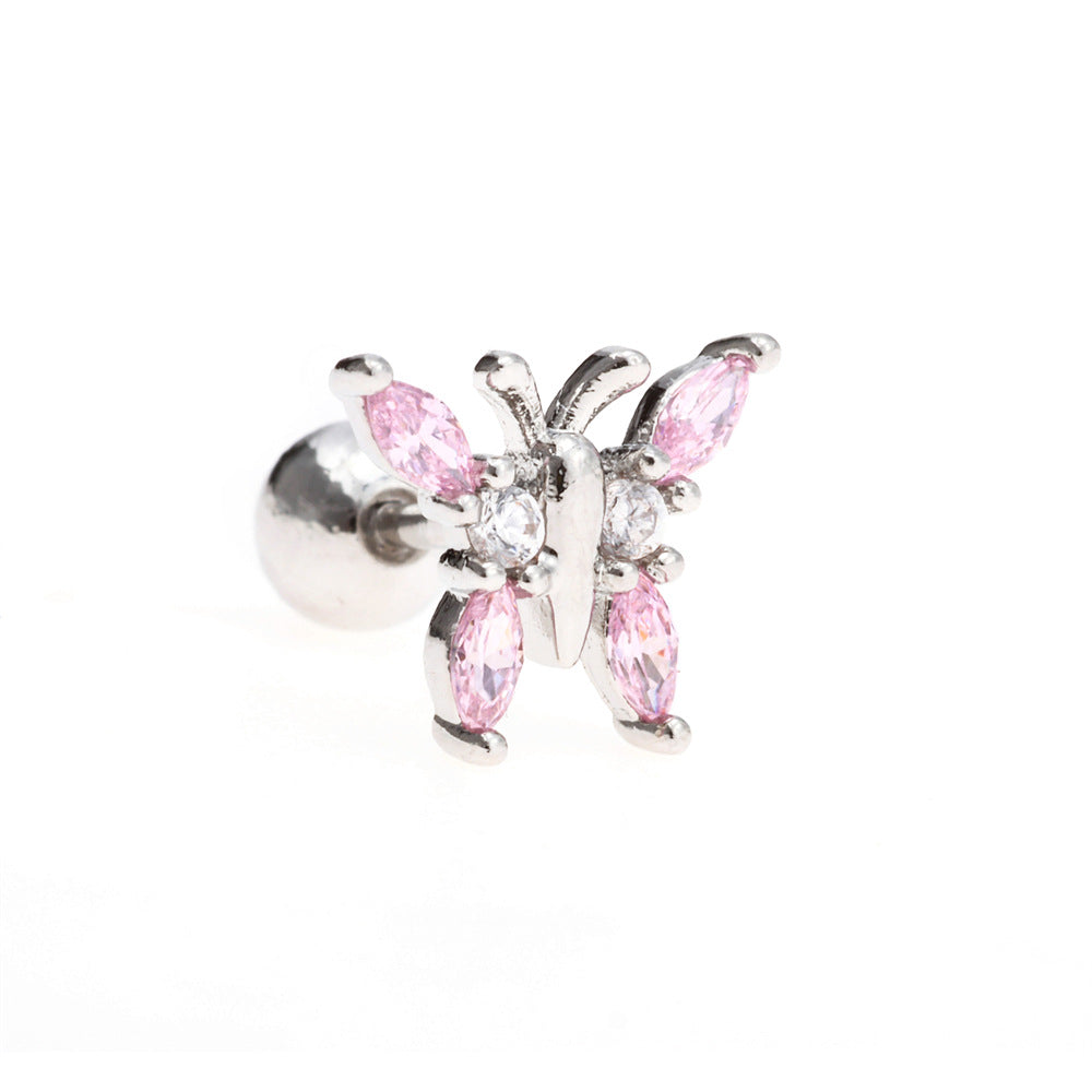 Fashion Butterfly Stud Temperament Simple Thread Lock Earrings