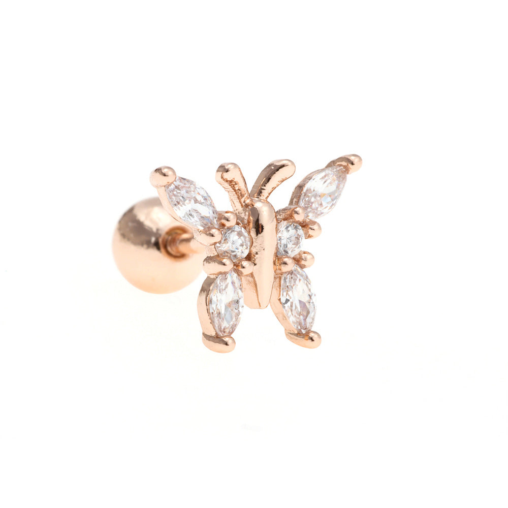 Fashion Butterfly Stud Temperament Simple Thread Lock Earrings