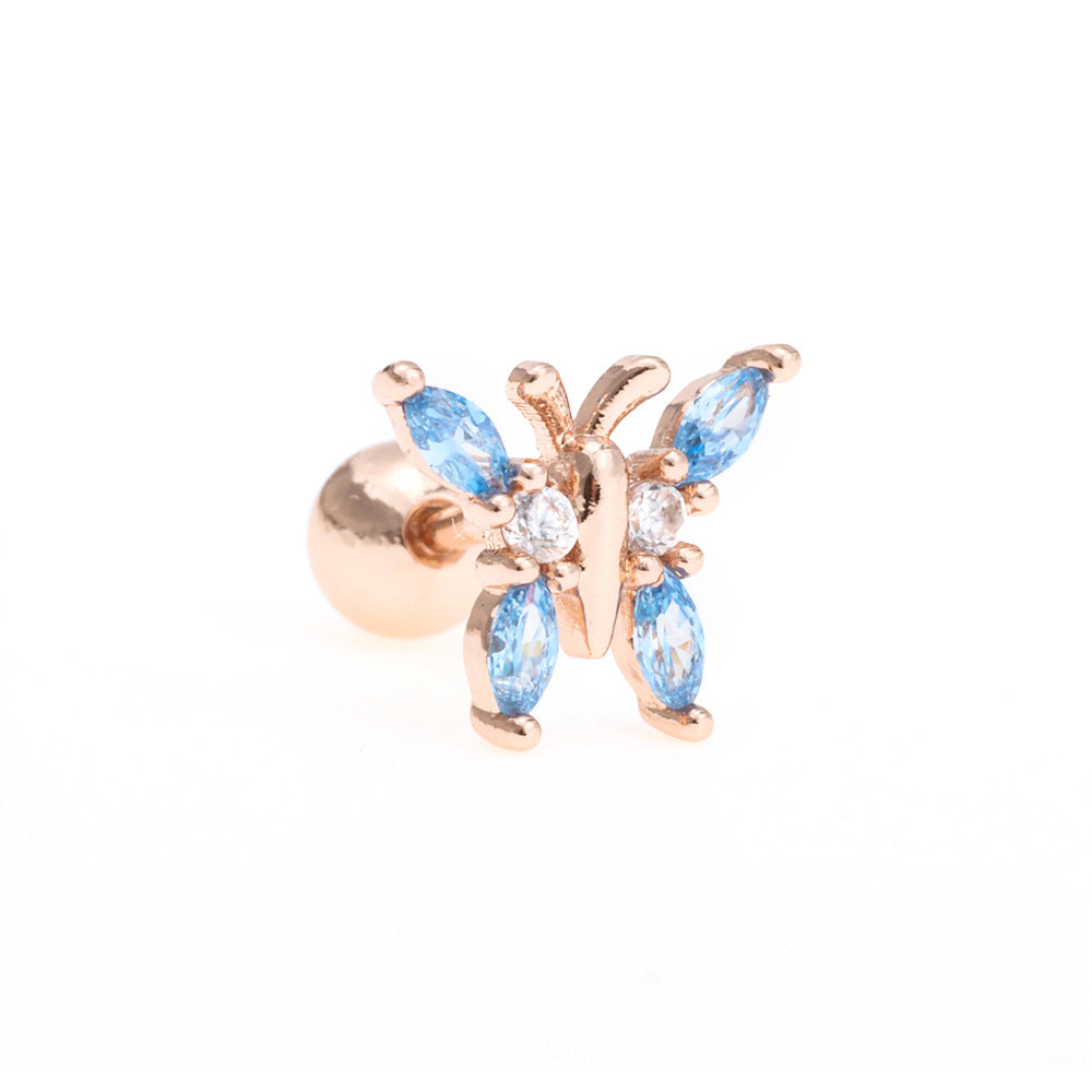 Fashion Butterfly Stud Temperament Simple Thread Lock Earrings