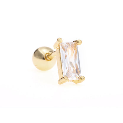 Rectangular Zircon Ear Bone Gold Non-fading Ear Studs Earring