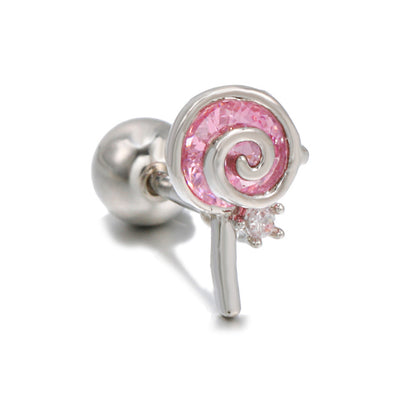 Pink Candy Ear Bone Studs Lollipop Ice Cream Earrings Piercing Ear Studs