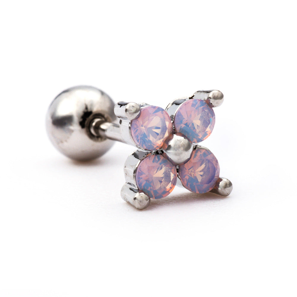 Blue Flower Bloggers Screw Piercing Ear Bone Nail Earrings