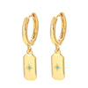 New Minimalist Diamond-studded Copper Inlaid Zircon Earrings Square Pendant Jewelry