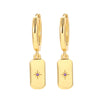 New Minimalist Diamond-studded Copper Inlaid Zircon Earrings Square Pendant Jewelry