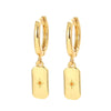 New Minimalist Diamond-studded Copper Inlaid Zircon Earrings Square Pendant Jewelry