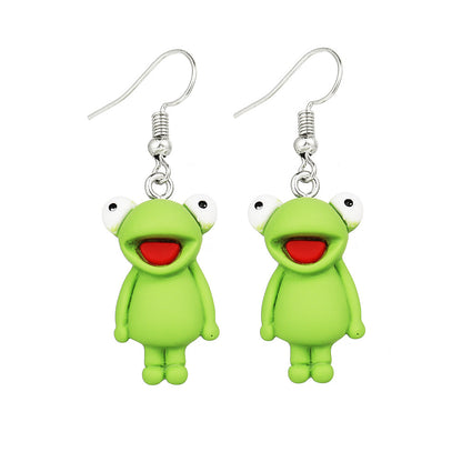 European And American Frog Earrings Creative Cute Green Frog Earrings Wholesale