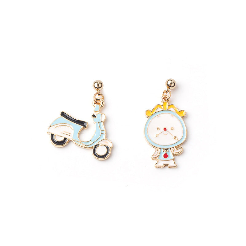 Asymmetrical Fried Egg Donuts Unicorn Earrings Wholesale