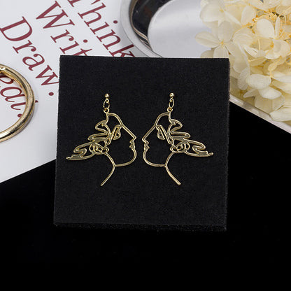 1 Pair Fashion Human Face Metal Plating Women's Drop Earrings