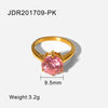 Stainless Steel Fashion Ring Large Round Zircon Ring Jewelry