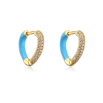 1 Pair Elegant Heart Shape Enamel Plating Inlay Copper Zircon Gold Plated Earrings