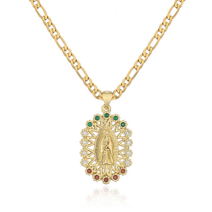 New Religious Jewelry Golden Virgin Mary Necklace Zircon Necklace Female Wholesale