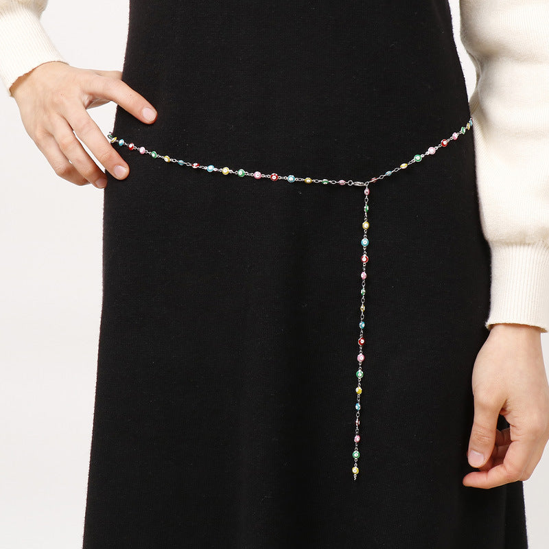 European And American Stitching Chain Waist Chain Fashion Devil's Eye Single-layer Dress Accessories