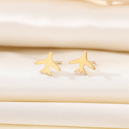 Airplane Stainless Steel No Inlaid Earrings Ear Studs