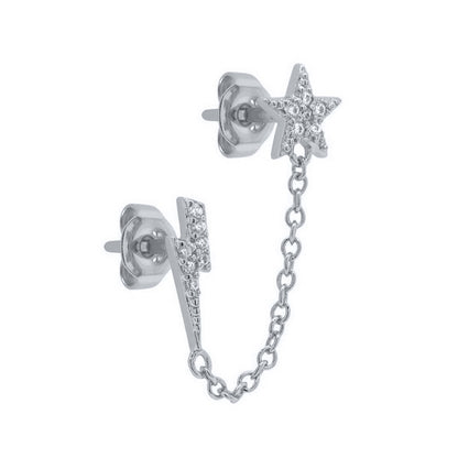 1 Piece Streetwear Star Inlay Sterling Silver Copper Artificial Pearls Artificial Diamond Ear Studs