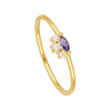 European And American Copper-plated 18k Real Gold Inlaid Purple Zircon Simple Tail Ring