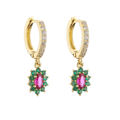 Fashion Geometric Zircon Colored Zircon Earrings