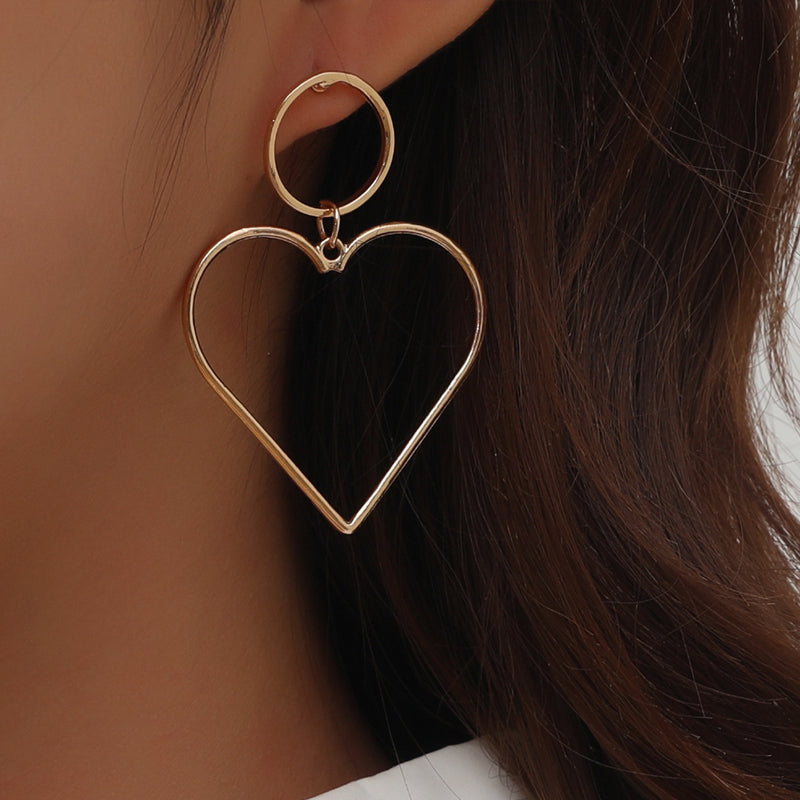 1 Pair Elegant Simple Style Heart Shape Alloy Drop Earrings