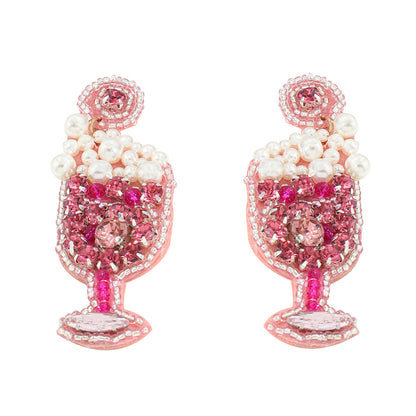 Bohemian Creative Rice Beads Wine Bottle Glass New Year Party Earrings