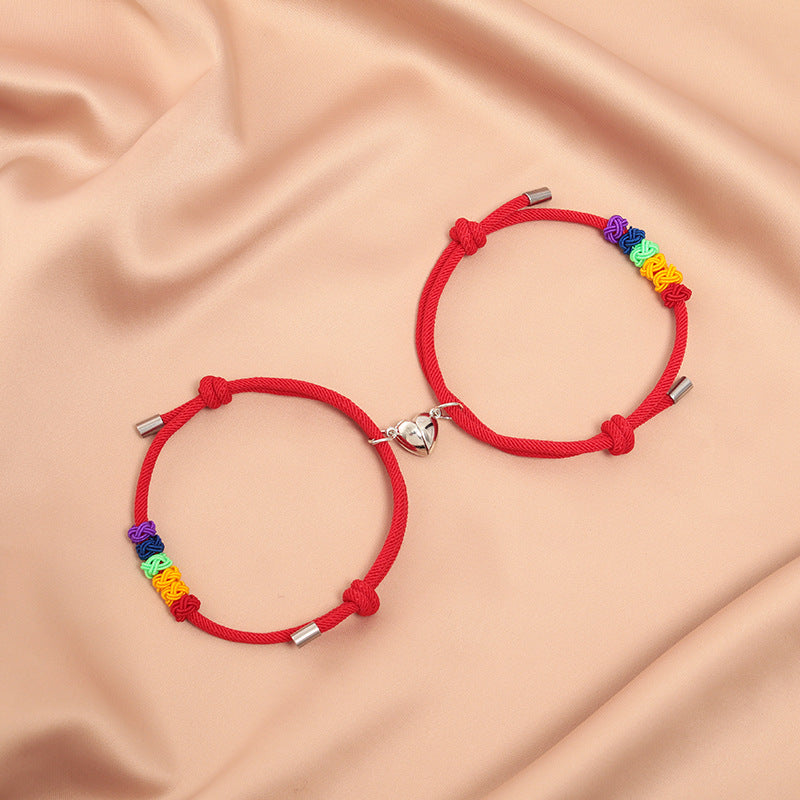 European And American New Fashion Heart Magnet Couple Bracelet A Pair Set Wholesale