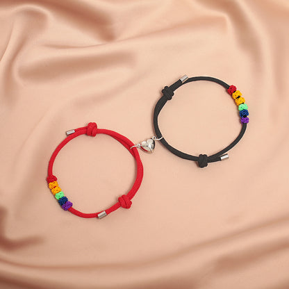 European And American New Fashion Heart Magnet Couple Bracelet A Pair Set Wholesale