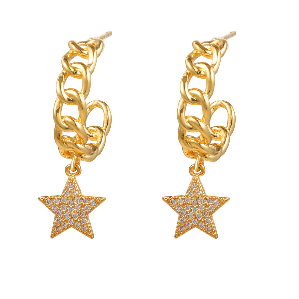 Fashion Star Brass Gem Earrings