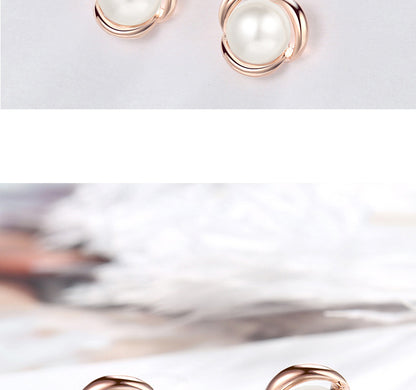 1 Pair Simple Style Geometric Plating Inlay Copper Artificial Pearls Ear Studs