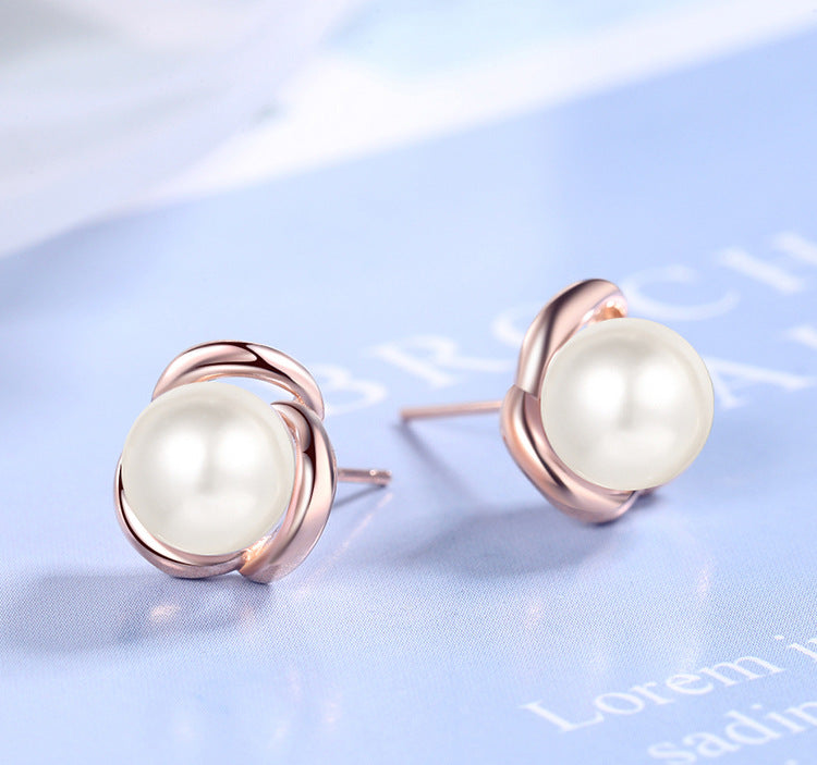 1 Pair Simple Style Geometric Plating Inlay Copper Artificial Pearls Ear Studs