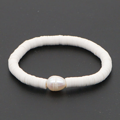 Summer European And American Retro Simple Natural Pearl Bracelet Female Beach Wind Color Soft Clay Clay Handmade Jewelry