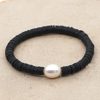 Summer European And American Retro Simple Natural Pearl Bracelet Female Beach Wind Color Soft Clay Clay Handmade Jewelry