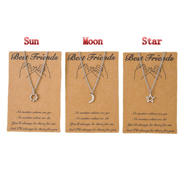 New Good Friends Sun Moon Star European And American Three-piece Stainless Steel Necklace