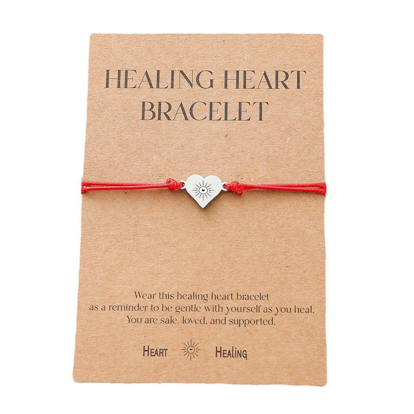 Healing Heart Bracelet European And American Stainless Steel Wax Wire Braided Bracelet