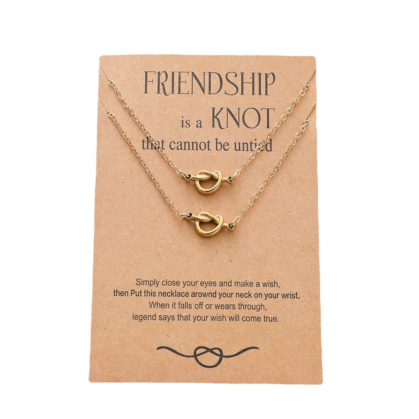 New Knot Card Necklace Stainless Steel Fine Throwing 18k Real Gold Knotted Pendant Clavicle Chain