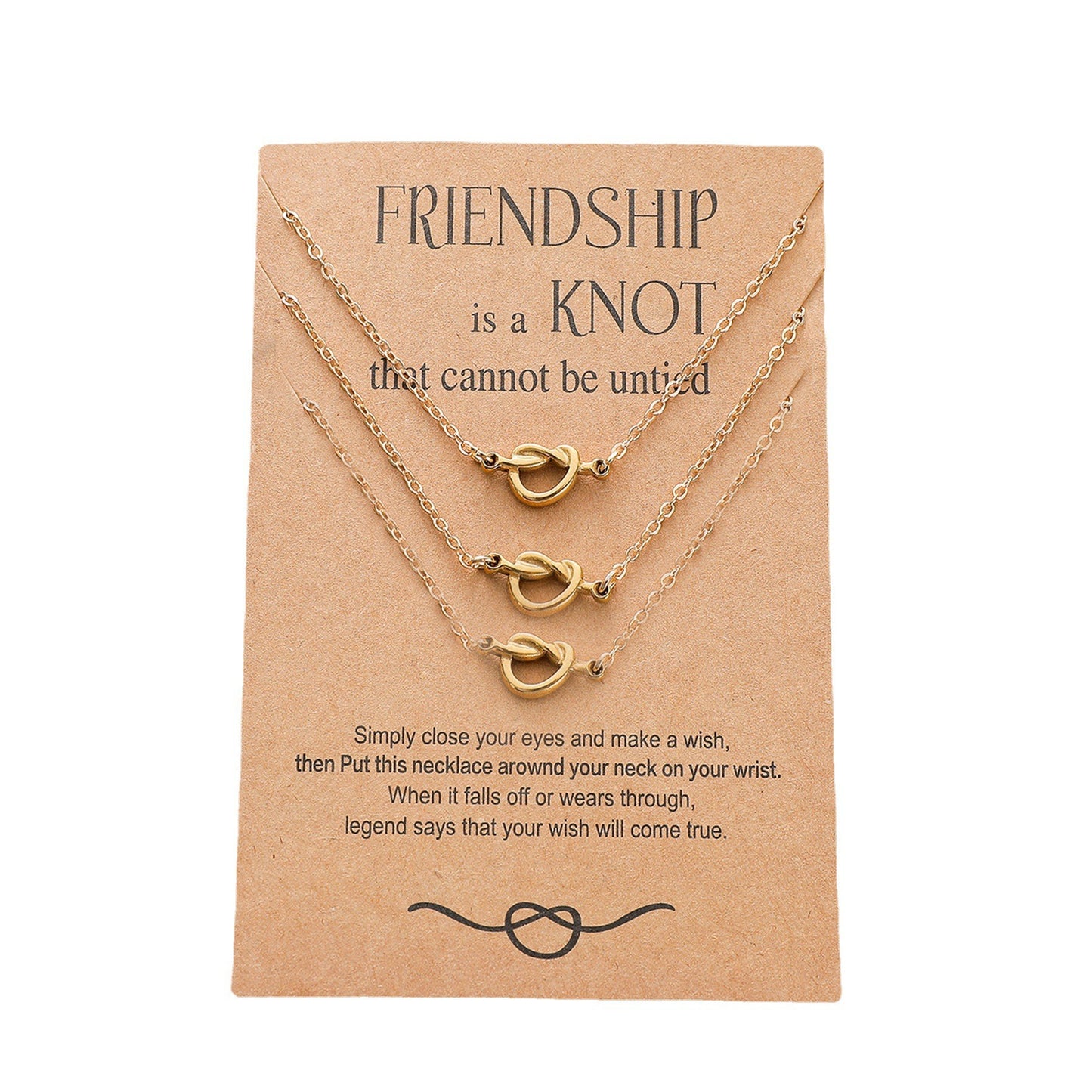 New Knot Card Necklace Stainless Steel Fine Throwing 18k Real Gold Knotted Pendant Clavicle Chain